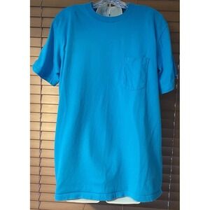 Vintage Towncraft JCPenney Mens XL Blue Cotton Pocket Short Sleeve Polo Shirt